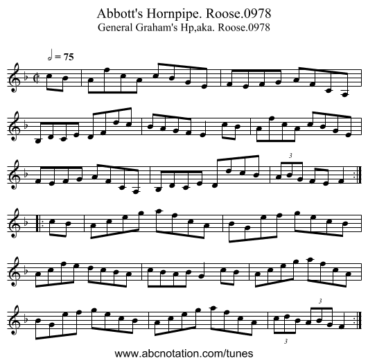 Abbott's Hornpipe. Roose.0978 - staff notation