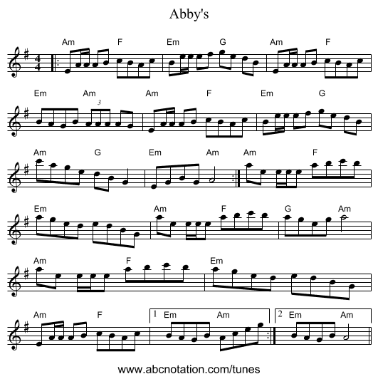 Abby's - staff notation