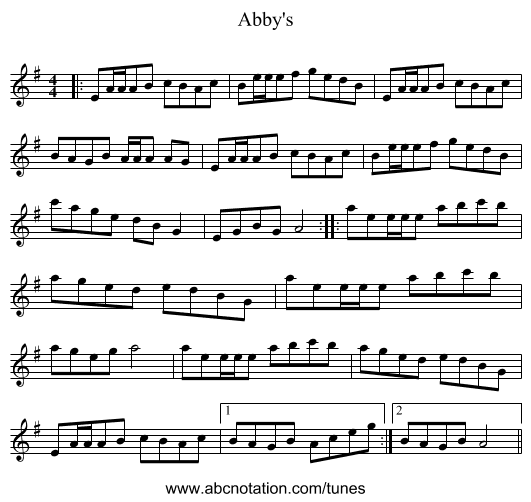 Abby's - staff notation