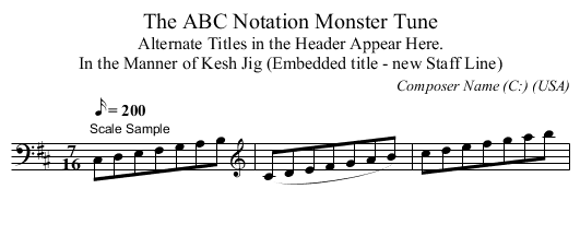 ABC Notation Monster Tune, The - staff notation