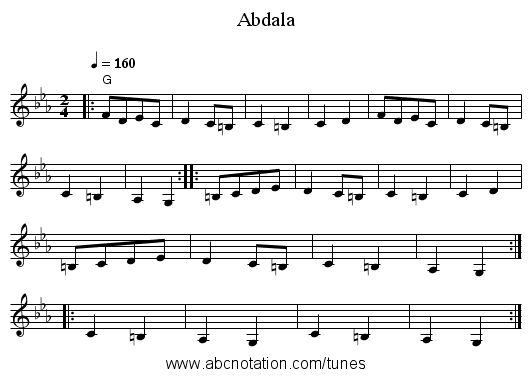 Abdala - staff notation