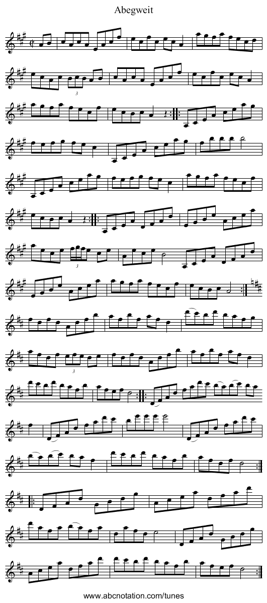 Abegweit - staff notation