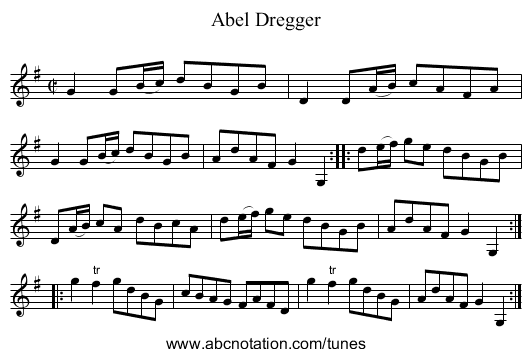 Abel Dregger - staff notation