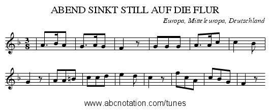 ABEND SINKT STILL AUF DIE FLUR - staff notation