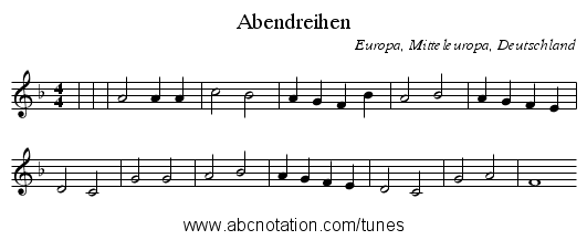 Abendreihen - staff notation