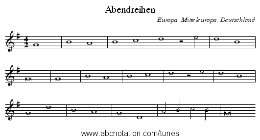 Abendreihen - staff notation