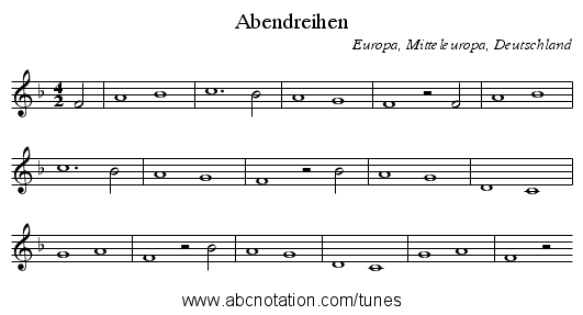 Abendreihen - staff notation