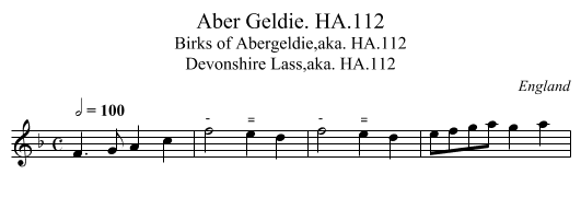Aber Geldie. HA.112 - staff notation