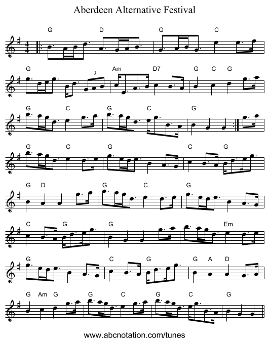 Aberdeen Alternative Festival - staff notation