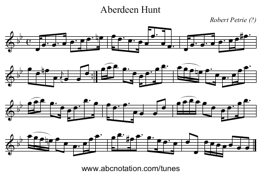 Aberdeen Hunt - staff notation