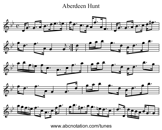 Aberdeen Hunt - staff notation