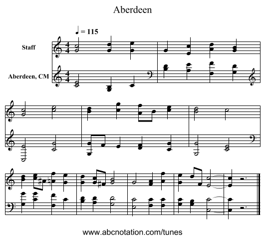 Aberdeen - staff notation