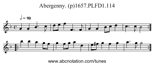 Abergenny. (p)1657.PLFD1.114 - staff notation