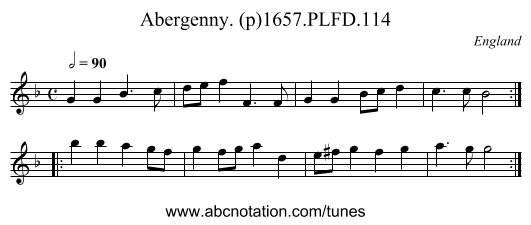 Abergenny. (p)1657.PLFD.114 - staff notation