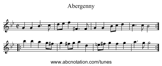 Abergenny - staff notation