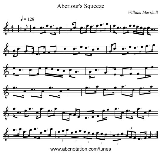 Aberlour's Squeeze - staff notation