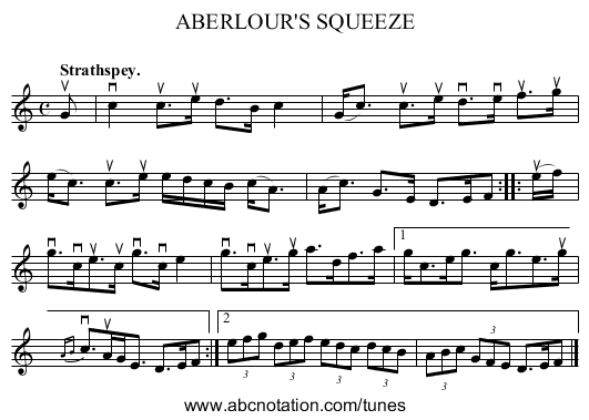 ABERLOUR'S SQUEEZE - staff notation