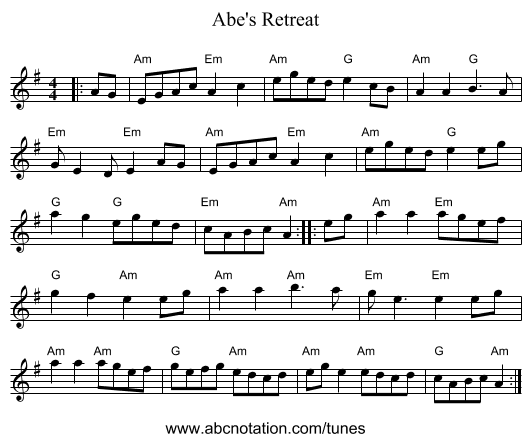 Abe's Retreat - staff notation