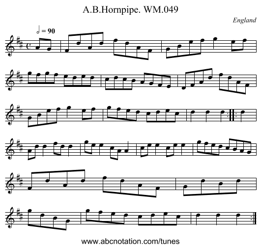 A.B.Hornpipe. WM.049 - staff notation