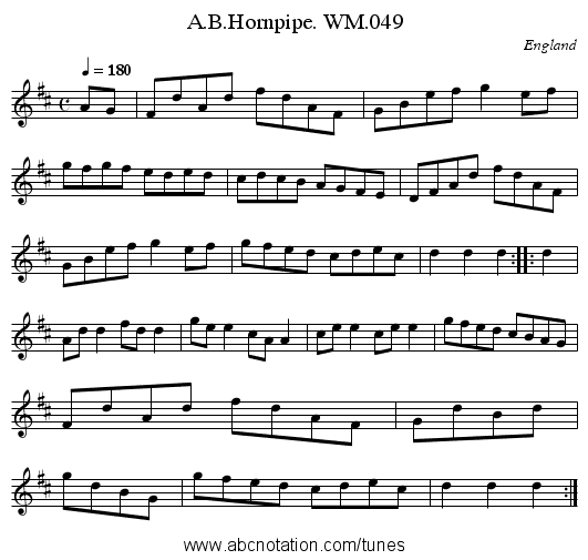 A.B.Hornpipe. WM.049 - staff notation