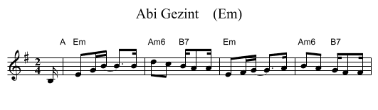 Abi Gezint    (Em) - staff notation