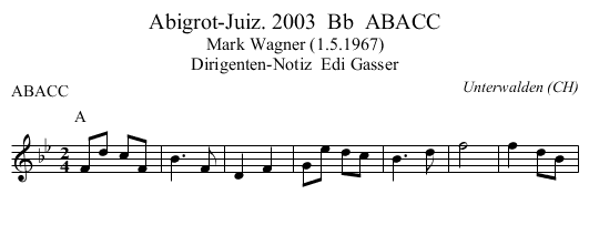 Abigrot-Juiz. 2003  Bb  ABACC - staff notation