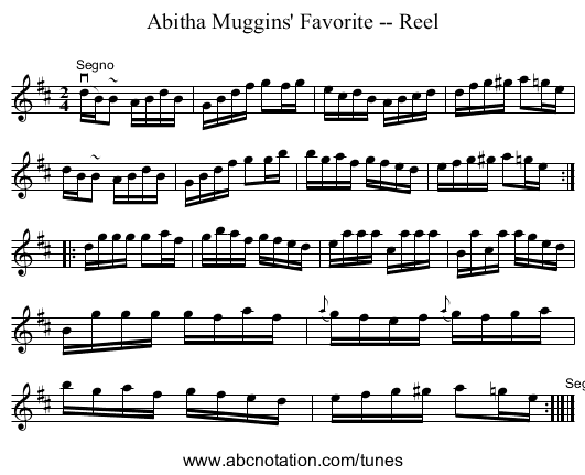 Abitha Muggins' Favorite -- Reel - staff notation