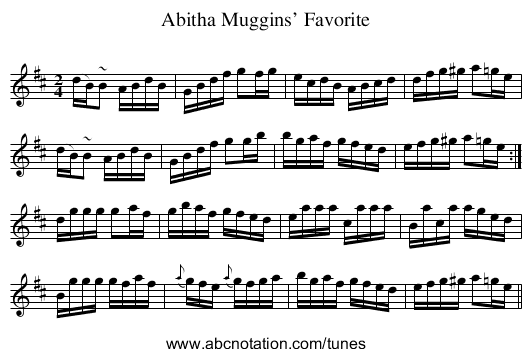 Abitha Muggins’ Favorite - staff notation