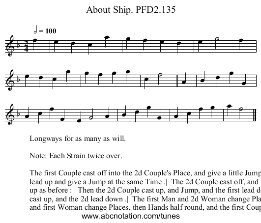 About Ship. PFD2.135 - staff notation