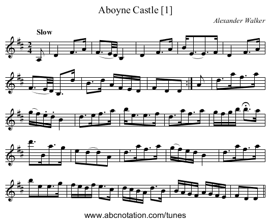 Aboyne Castle [1] - staff notation