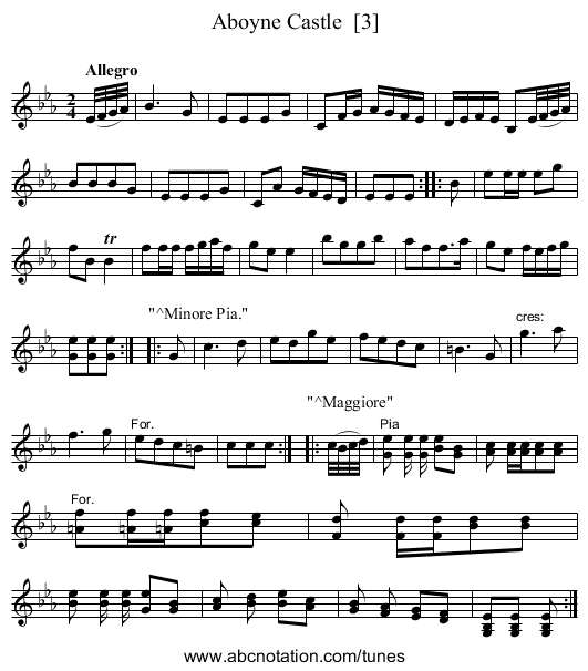 Aboyne Castle  [3] - staff notation