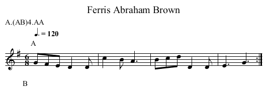 Abraham Brown, Ferris - staff notation