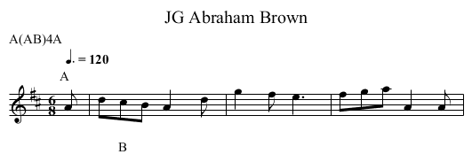 Abraham Brown, JG - staff notation