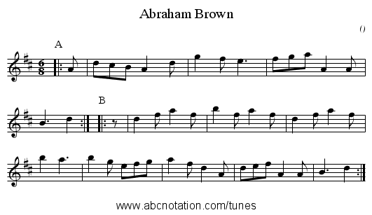Abraham Brown - staff notation