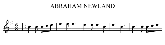 ABRAHAM NEWLAND - staff notation
