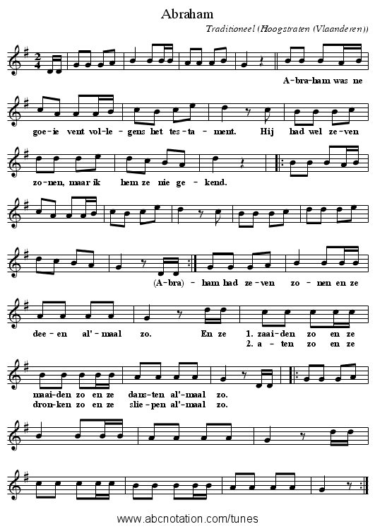 Abraham - staff notation