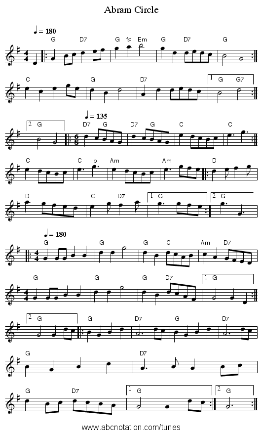 Abram Circle - staff notation