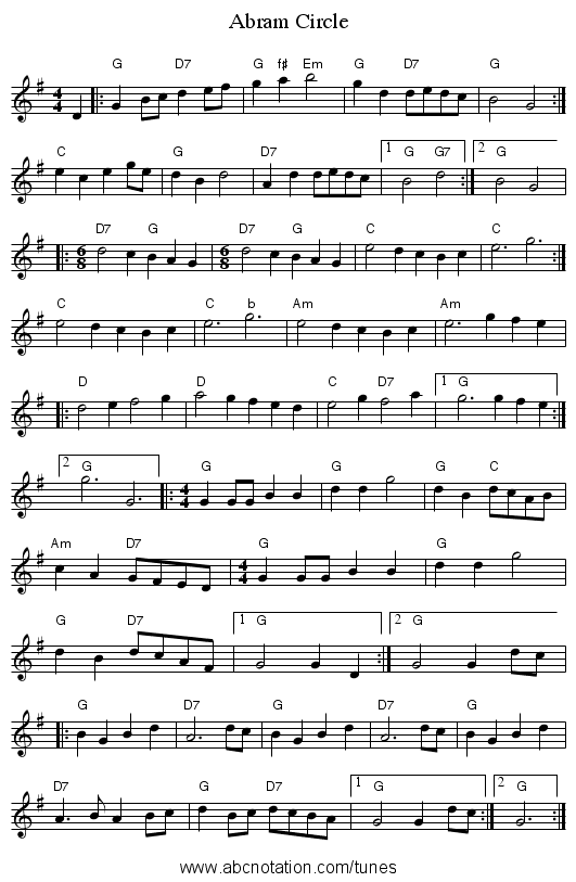 Abram Circle - staff notation