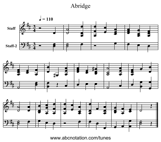 Abridge - staff notation