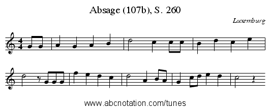 Absage (107b), S. 260 - staff notation
