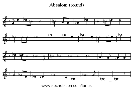 Absalom (round) - staff notation