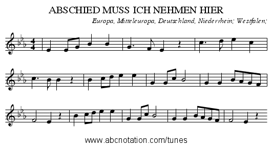 ABSCHIED MUSS ICH NEHMEN HIER - staff notation