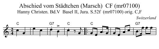 Abschied vom Städtchen (Marsch)  CF (mr07100) - staff notation