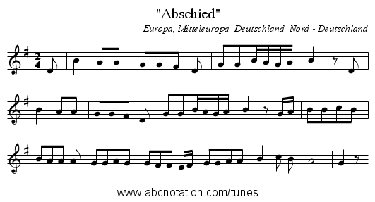 Abschied - staff notation