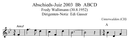 Abschieds-Juiz 2003  Bb  ABCD - staff notation