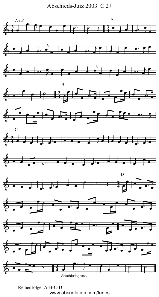 Abschieds-Juiz 2003  C 2+ - staff notation