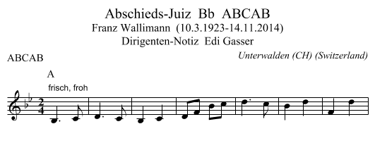 Abschieds-Juiz  Bb  ABCAB - staff notation