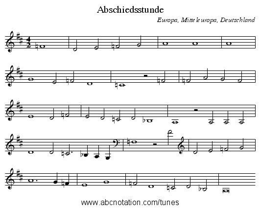 Abschiedsstunde - staff notation
