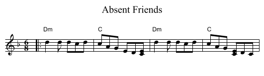 Absent Friends - staff notation