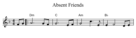 Absent Friends - staff notation
